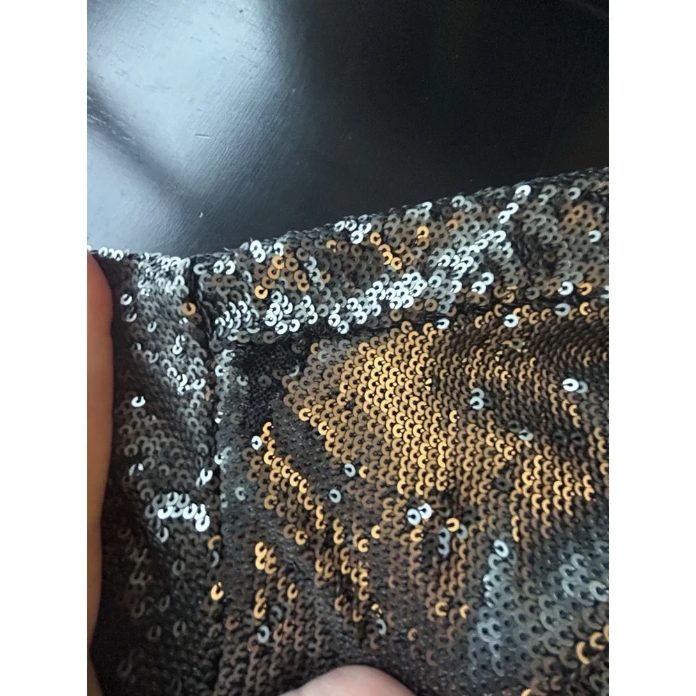 Free People Women's Manuka Sequin Mini Dress M Silver Gunmetal Gray READ